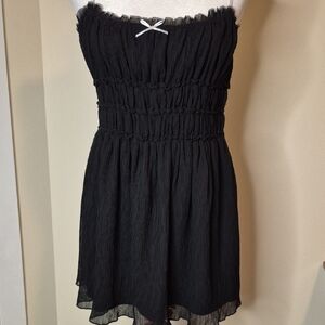 Black Strapless Dress with Bow Detail